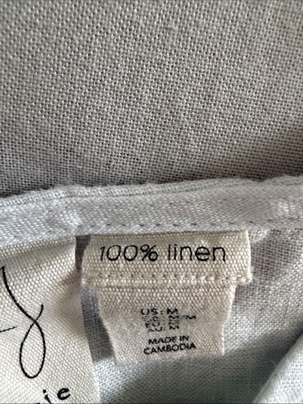 Sleeveless Linen-Blend Top Light Blue with Gold & Blue Floral Print-M-EUC! - Picture 6 of 9